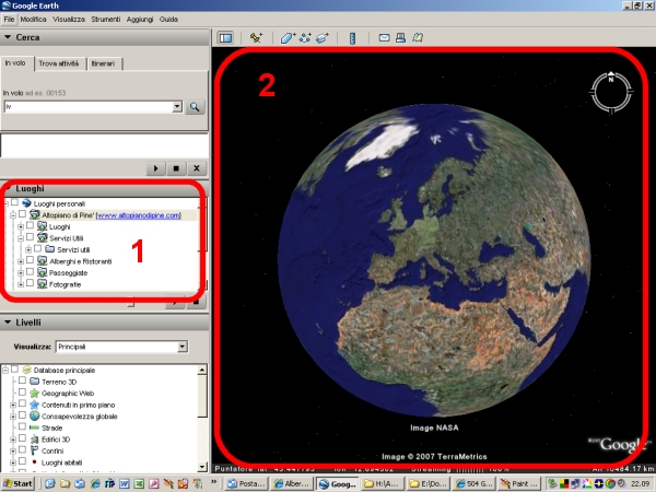 Schermata d'avvio di Google Earth