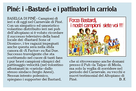 Articolo de L'Adige del 23 febbraio 2009