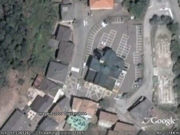 Santuario di Montagnaga visto da 184m in Google Earth