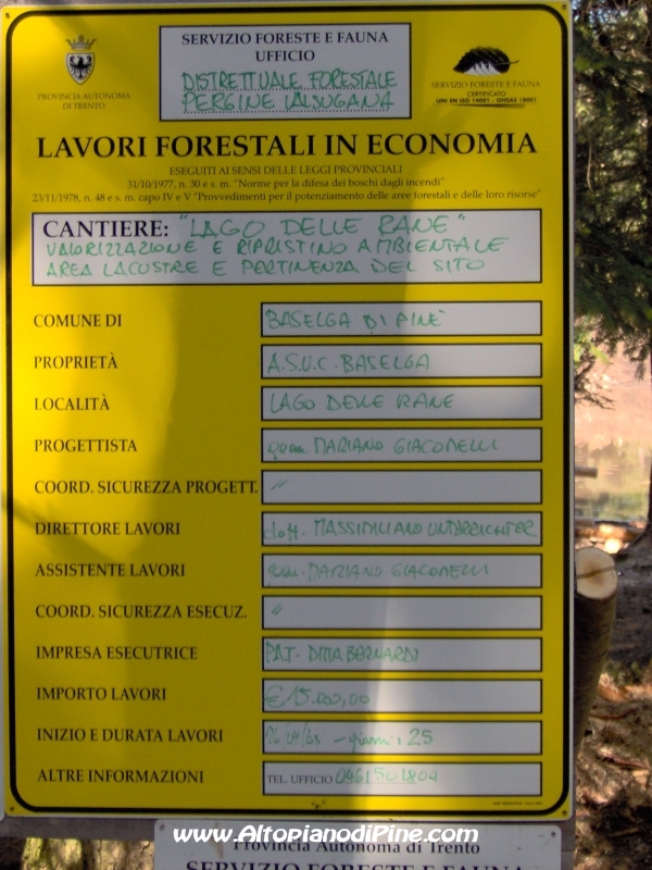 Cartello dei Lavori