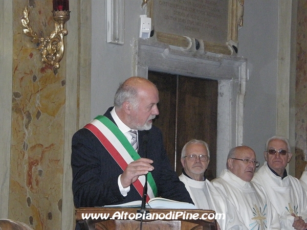 Il saluto del Sindaco di Baselga di Piné al nuovo rettore e al nuovo parroco