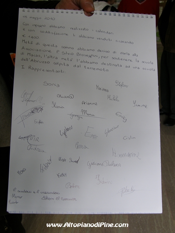 La lettera firmata da alcuni ragazzi in rappresentanza delle due classi