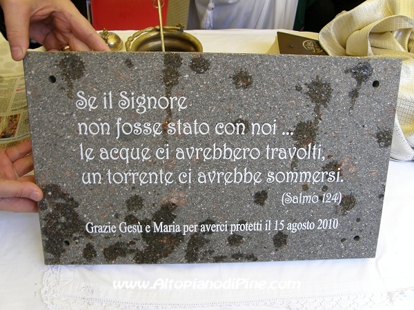 Cerimonia di ringraziamento per lo scampato pericolo - Campolongo 15 agosto 2011