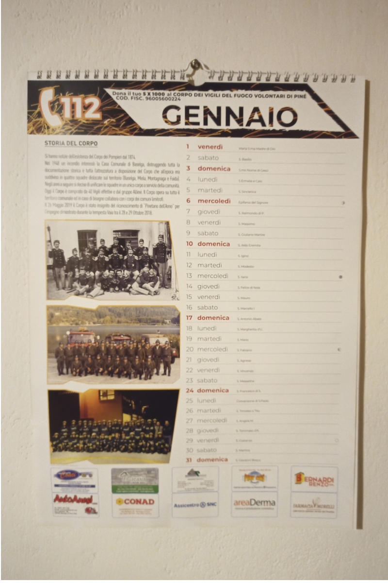 Calendario VVF Piné 2021