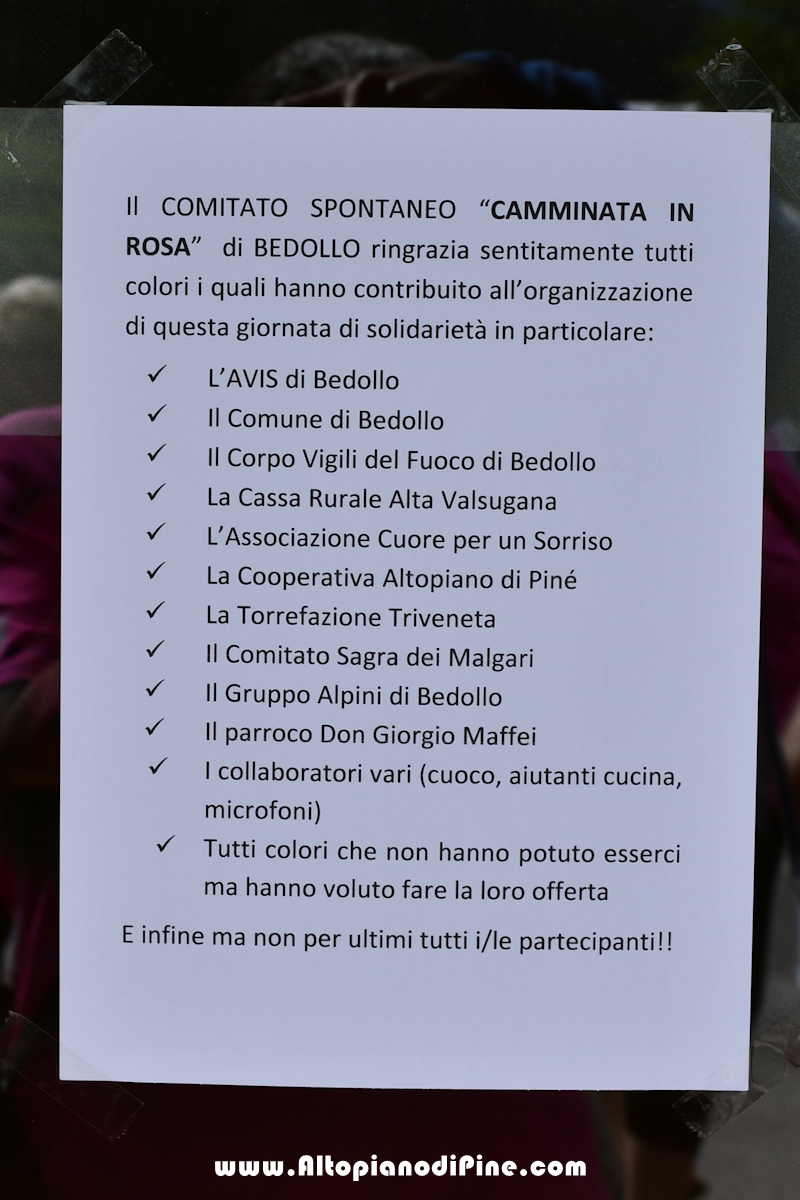 Foto ANDREA NARDON per www.altopianodipine.com Camminata in Rosa - Centrale Brusago -giugno 2026