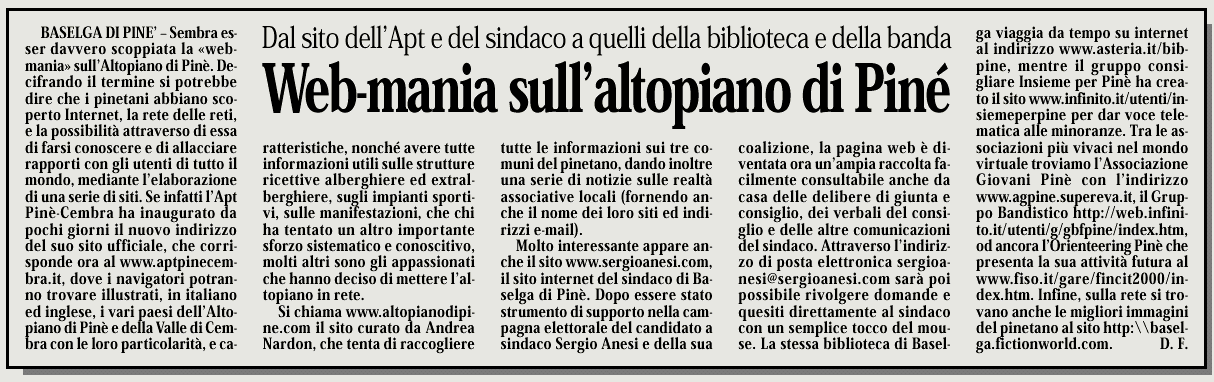 Articolo del quotidiano L'Adige